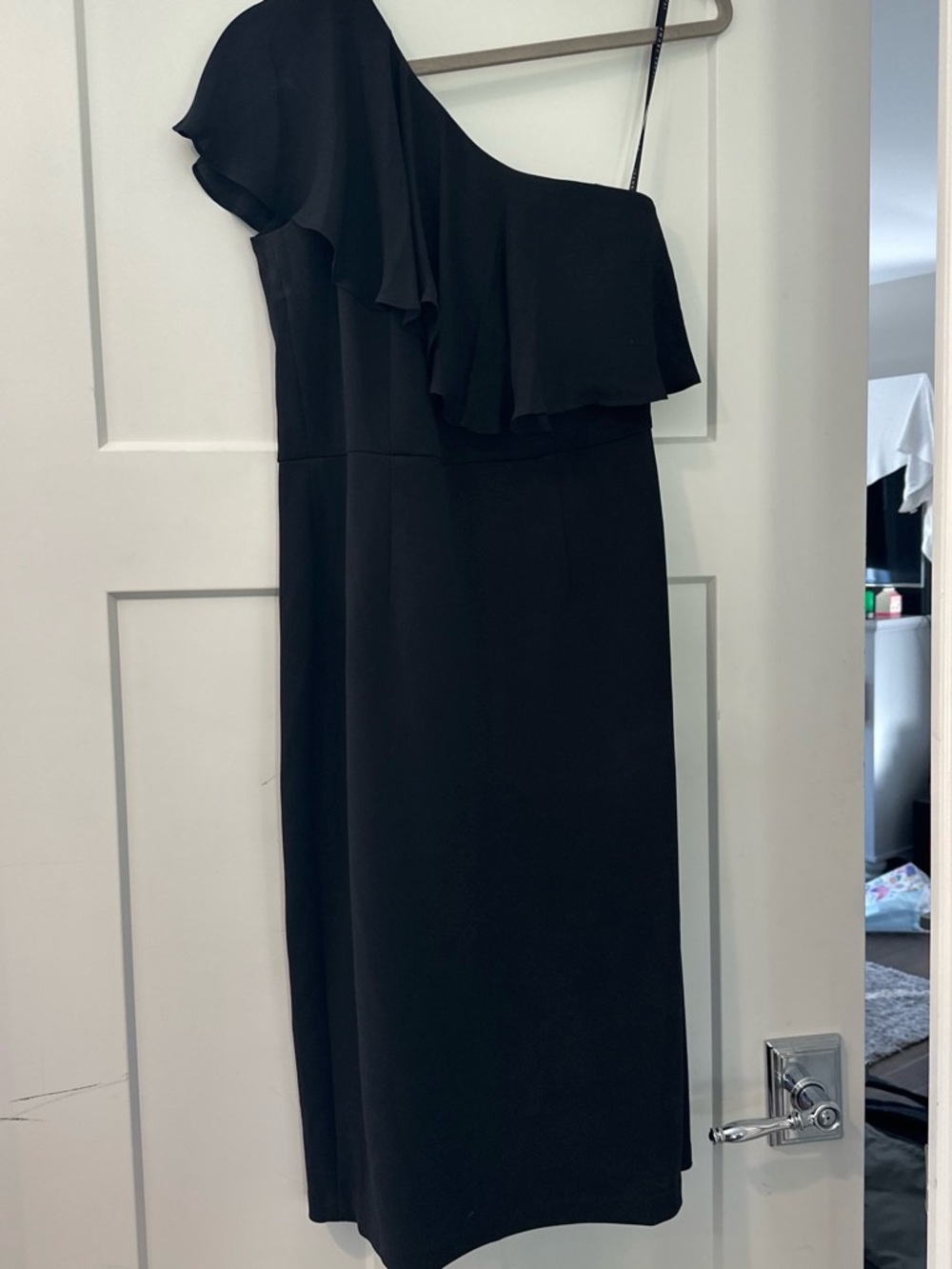 Ivanka Trump Black One-Shoulder Ruffle Dress